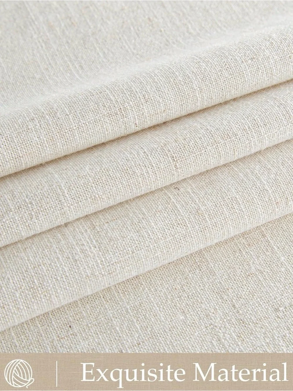 Nicetown Beige Linen Light Filtering Privacy Curtain Panels Rod Pocket 66x96